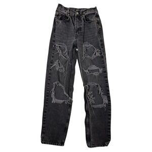BDG Urban Outfitters High-Rise‎ Baggy Distressed Ripped Jeans Washed Black 25